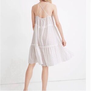 Madewell White Eyelet Tiered Midi Dress with Crisscross Straps